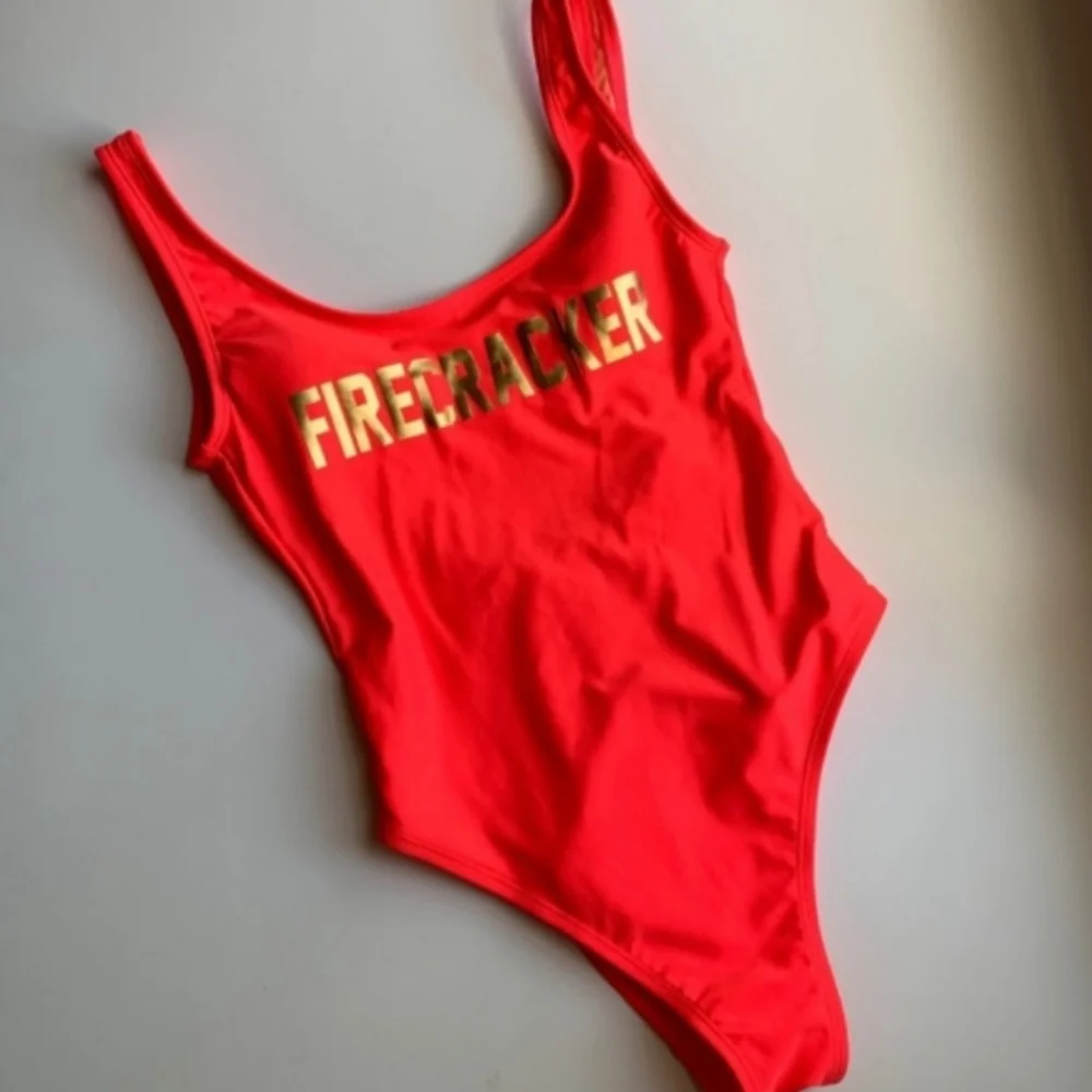 Firecracker / baywatch look alike Hig leg one-piece Red corals swimsuit size XL - Picture 4 of 10